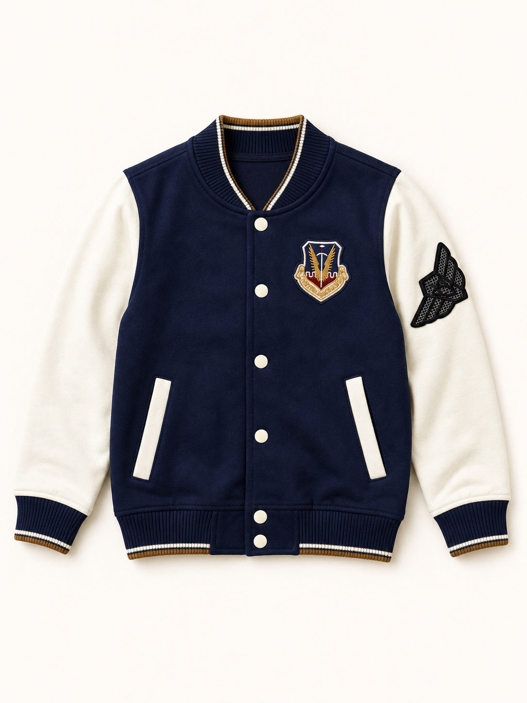 Varsity Style Jacket (Navy & White)