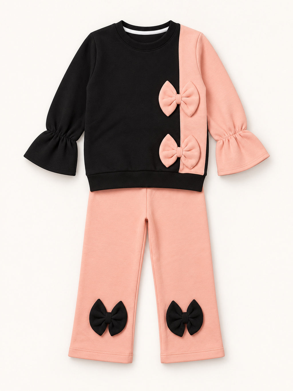 Blush & Black Double 3D Bow Co-ord Set