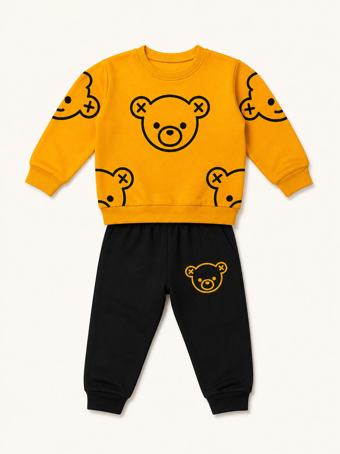 Unisex Winter Tracksuit - Cute Bear (Yellow & Black)