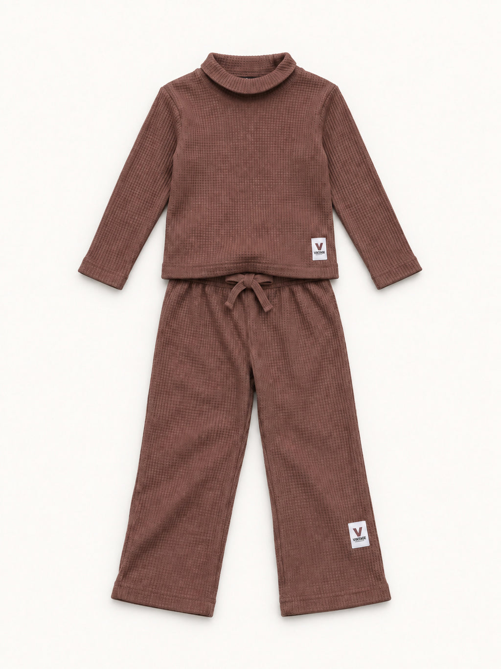 Cocoa Mauve Waffle-Knit Winter Co-Ord Set