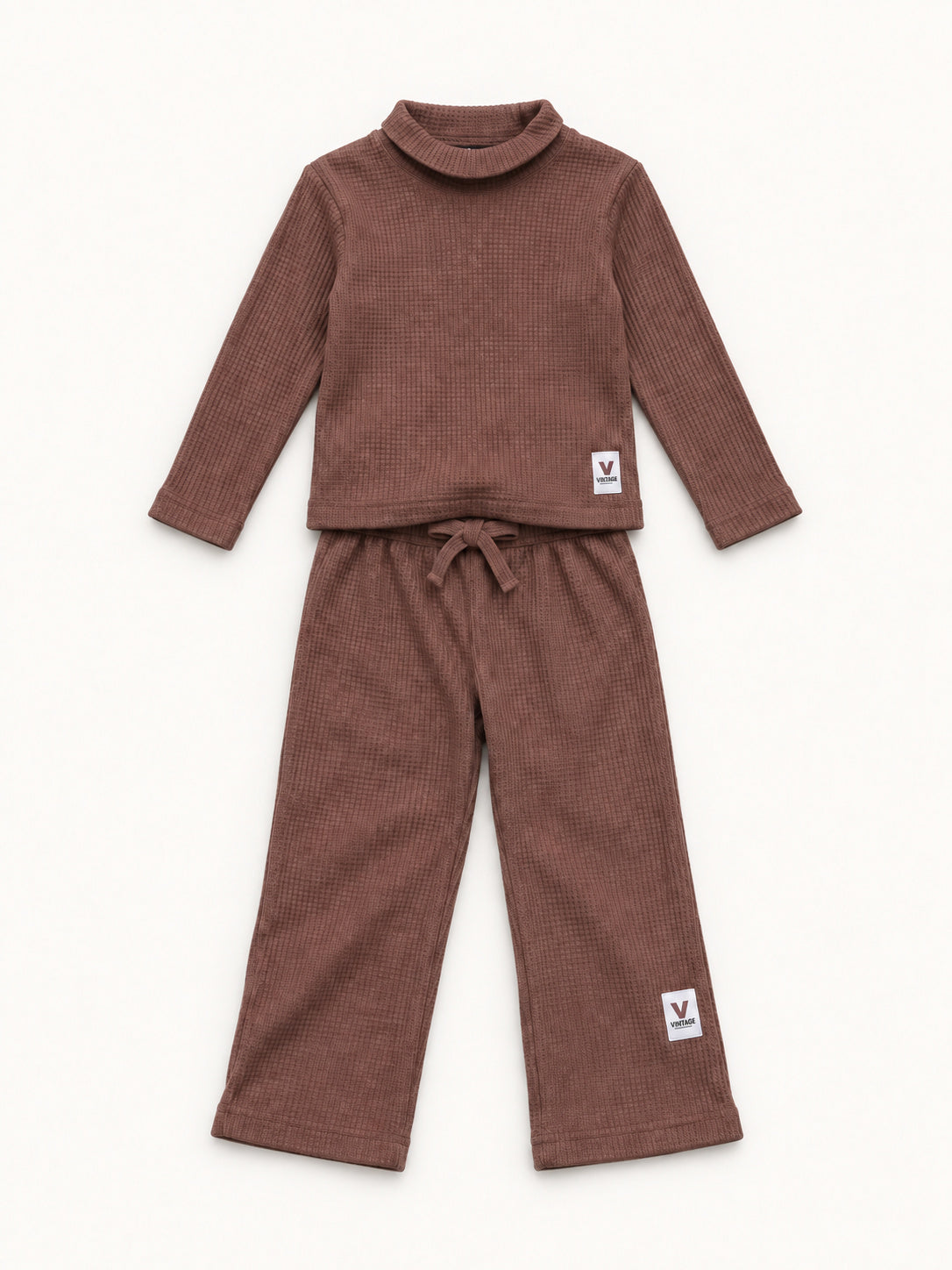 Cocoa Mauve Waffle-Knit Winter Co-Ord Set