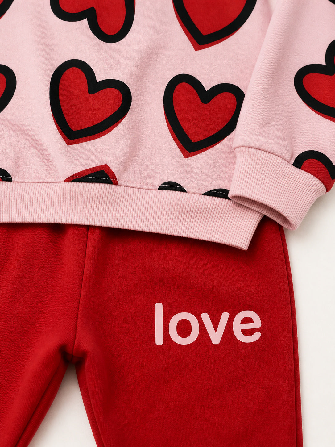 Girls Red Heart Tracksuit (Pink and Red)