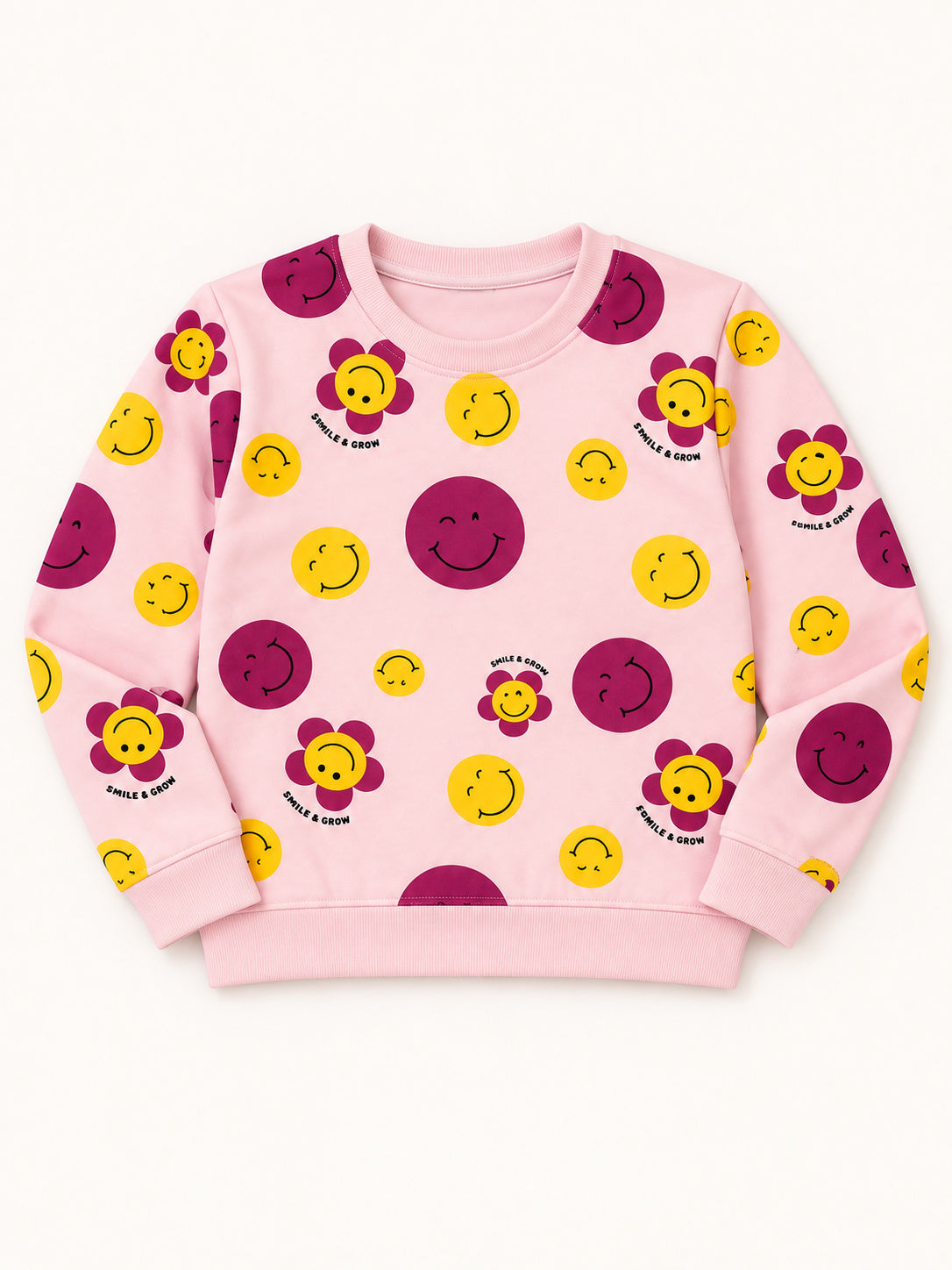 Girls Smiley Print Set (Pink & Purple)