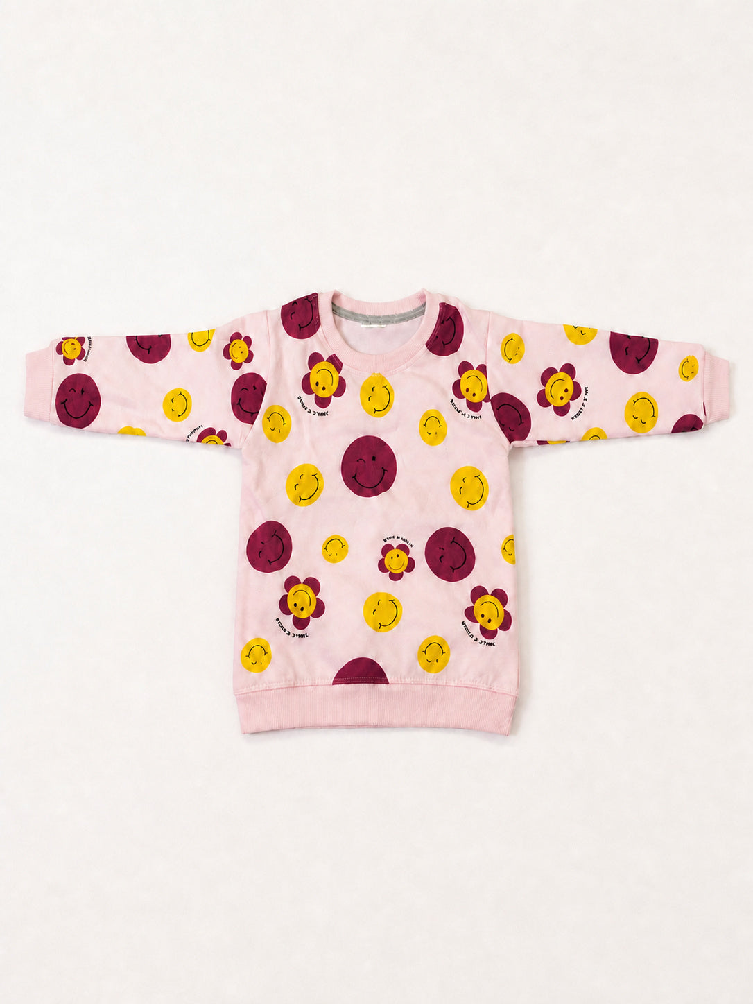 Girls Smiley Print Set (Pink & Purple)