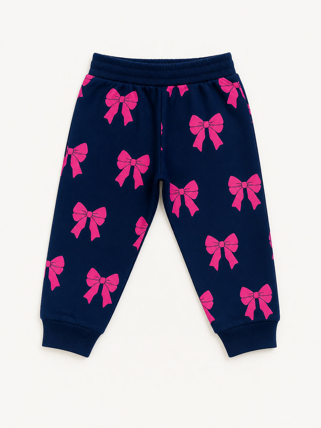 Girls’ Premium Bow Fleece Set (Navy & Pink)