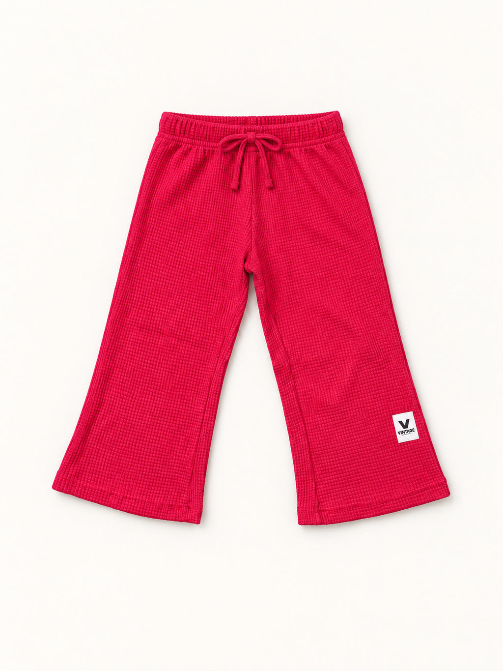 Raspberry Pop Waffle-Knit Winter Co-Ord Set