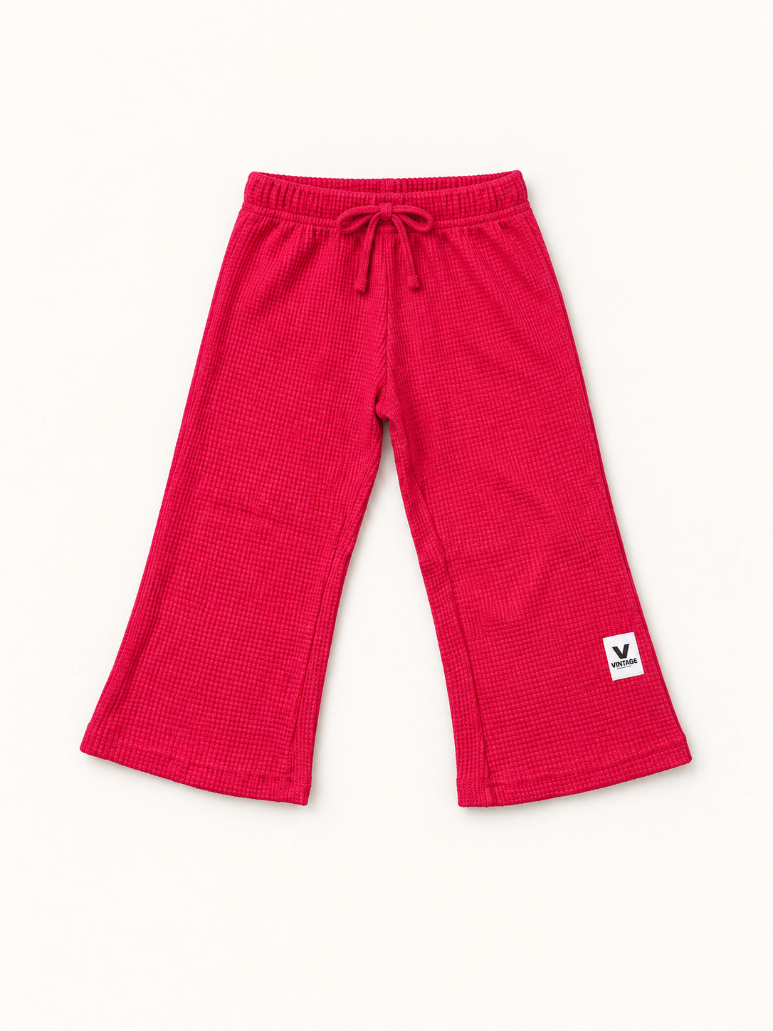 Raspberry Pop Waffle-Knit Winter Co-Ord Set