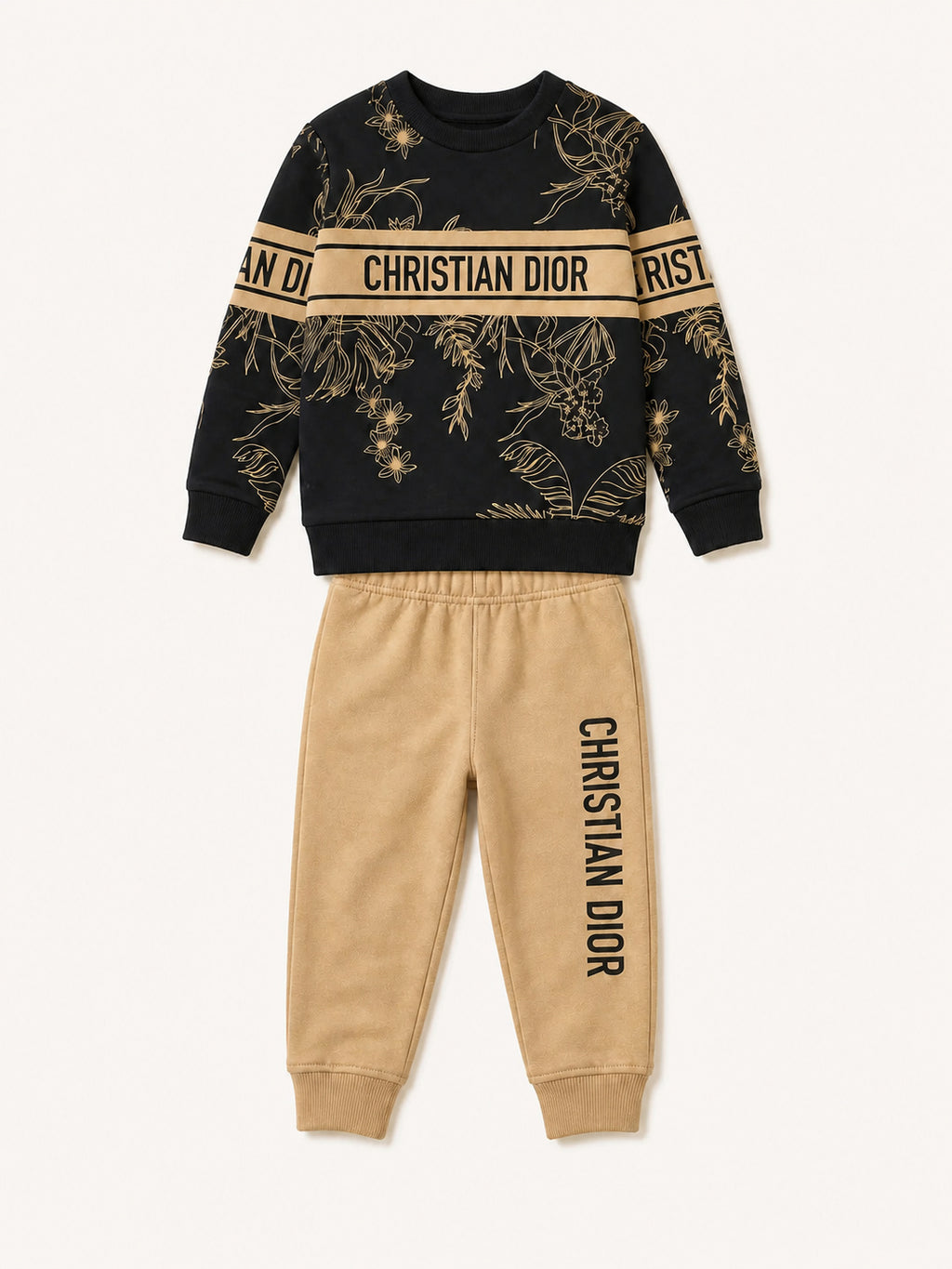 Luxe Winters Tracksuit (Black & Beige)