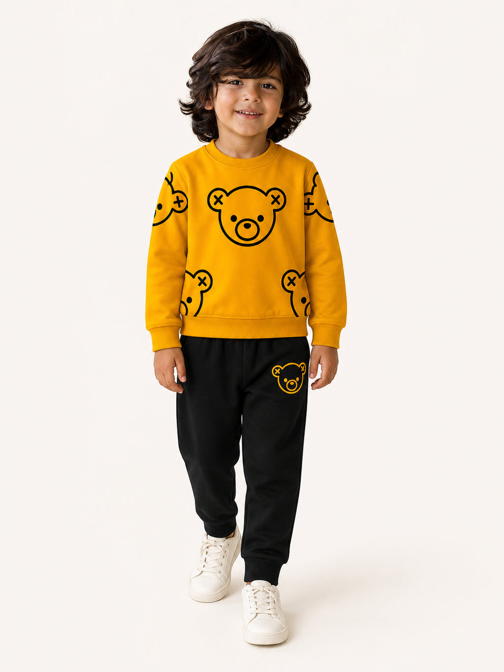 Unisex Winter Tracksuit - Cute Bear (Yellow & Black)