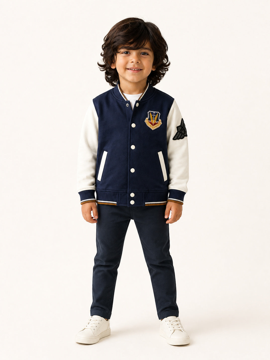 Varsity Style Jacket (Navy & White)