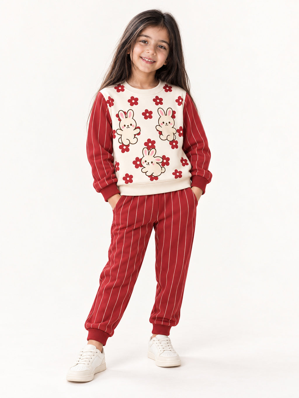 Bunny Bloom Pinstripe Winter Co-ord Set