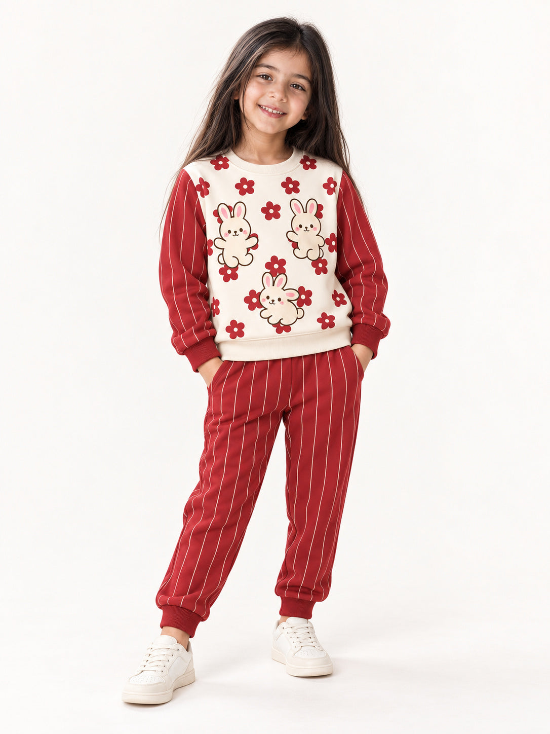 Bunny Bloom Pinstripe Winter Co-ord Set