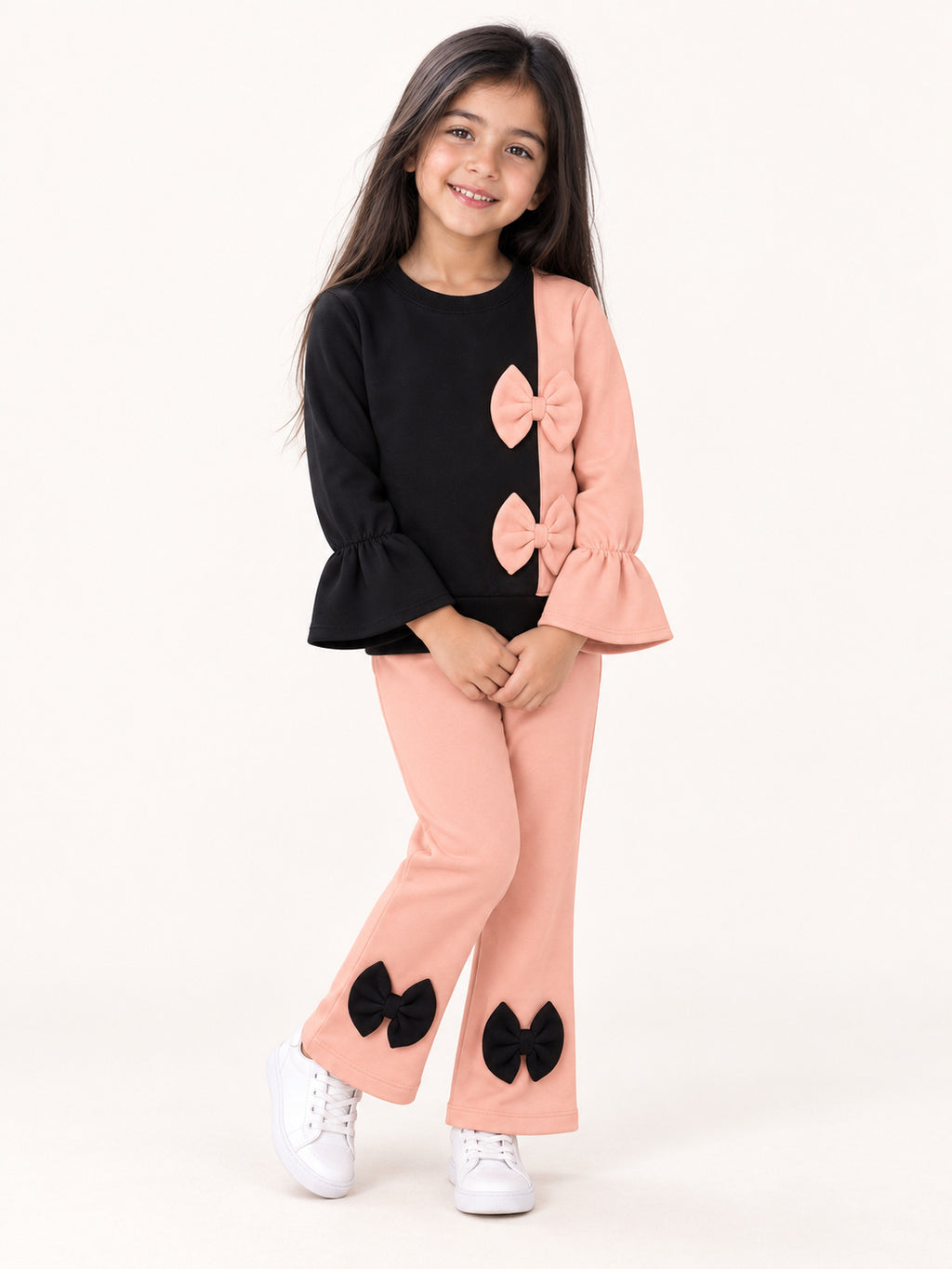 Blush & Black Double 3D Bow Co-ord Set