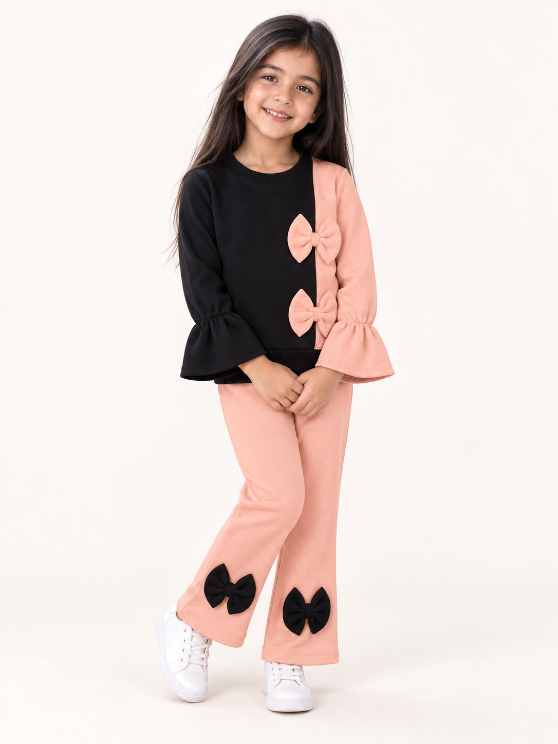 Blush & Black Double 3D Bow Co-ord Set