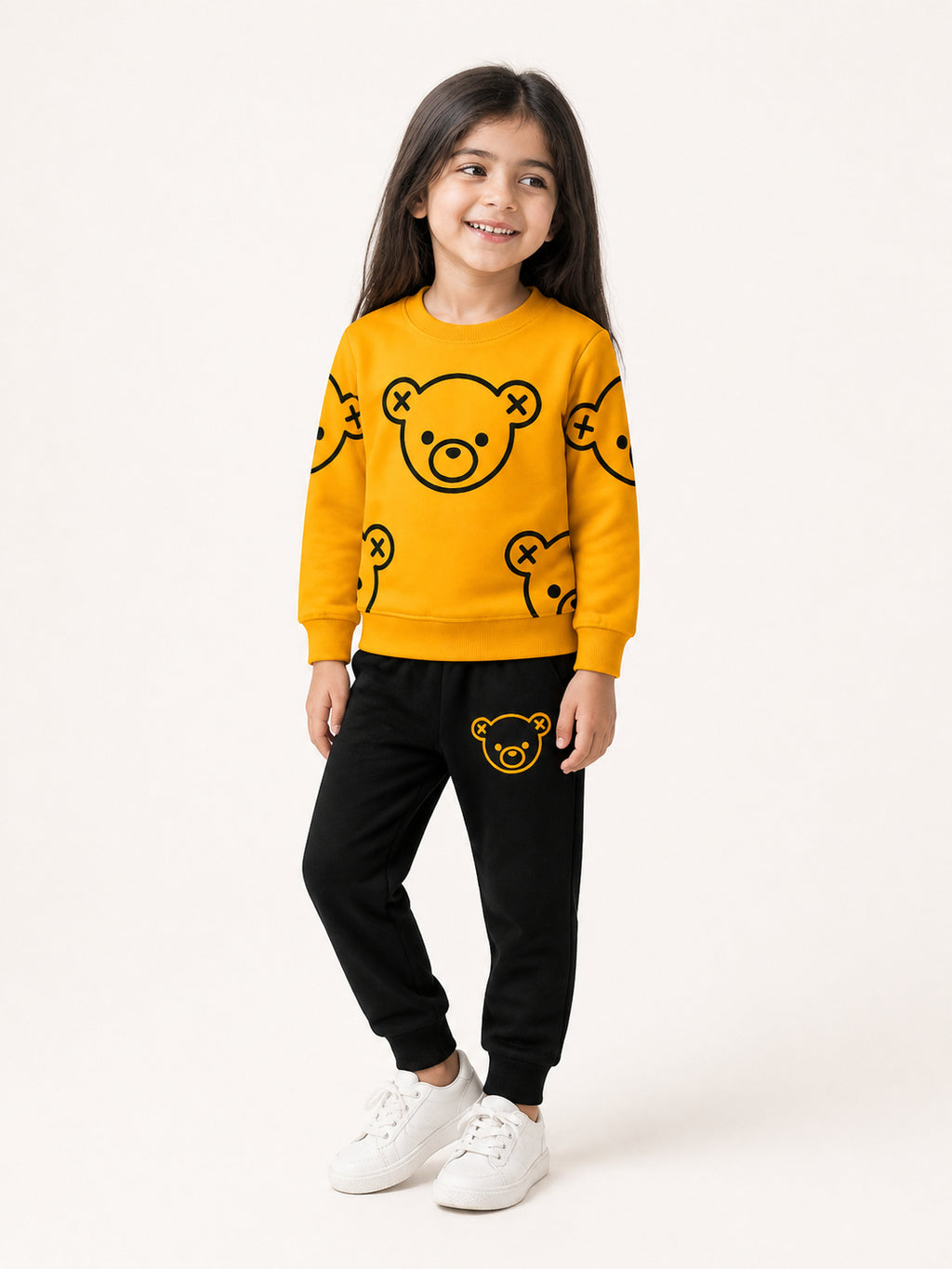 Unisex Winter Tracksuit - Cute Bear (Yellow & Black)