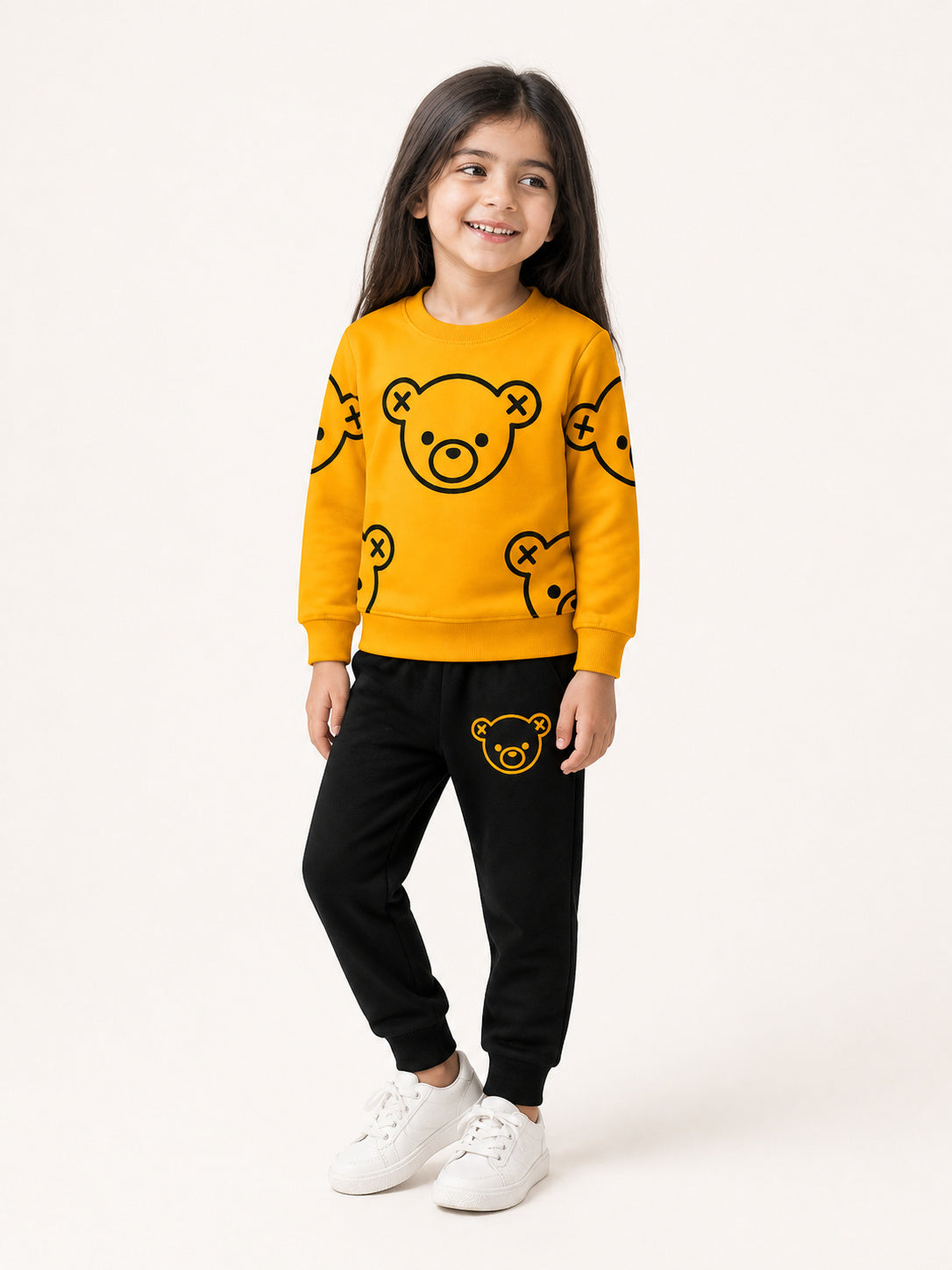 Unisex Winter Tracksuit - Cute Bear (Yellow & Black)