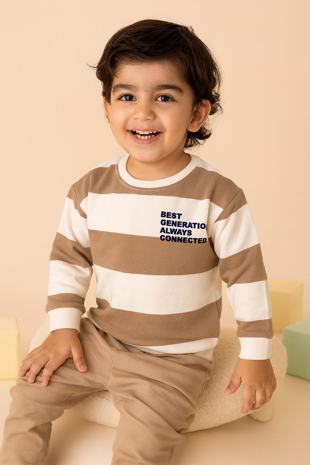 Winters Striped Sweatshirt (Brown & White)