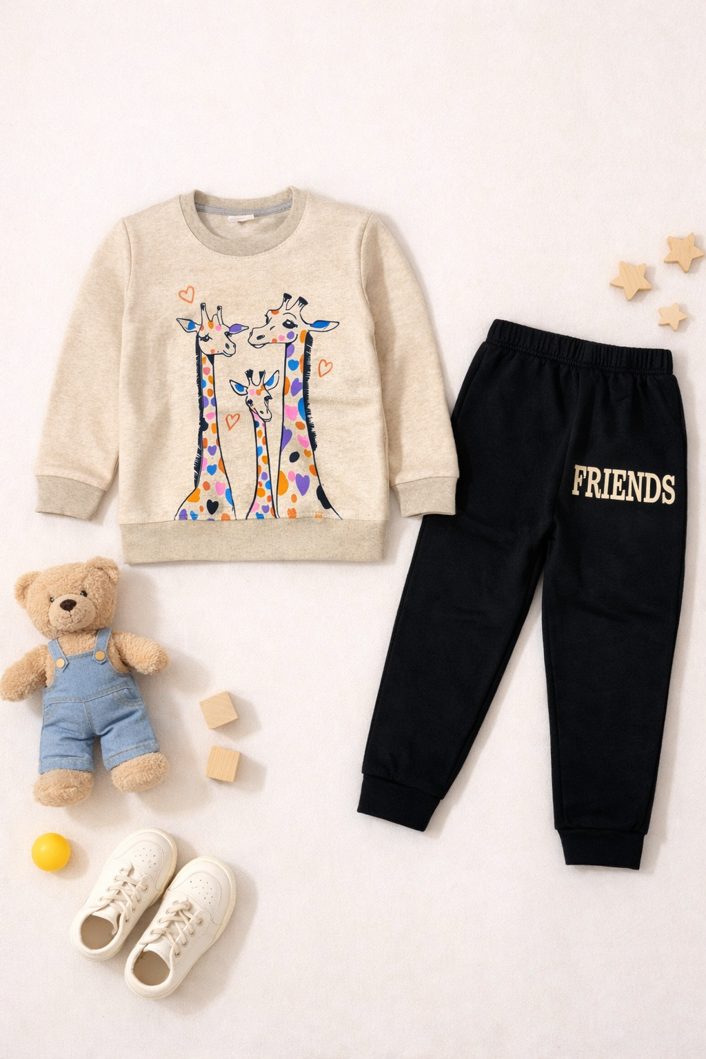 Giraffe Friends Winters Tracksuit – Beige & Black
