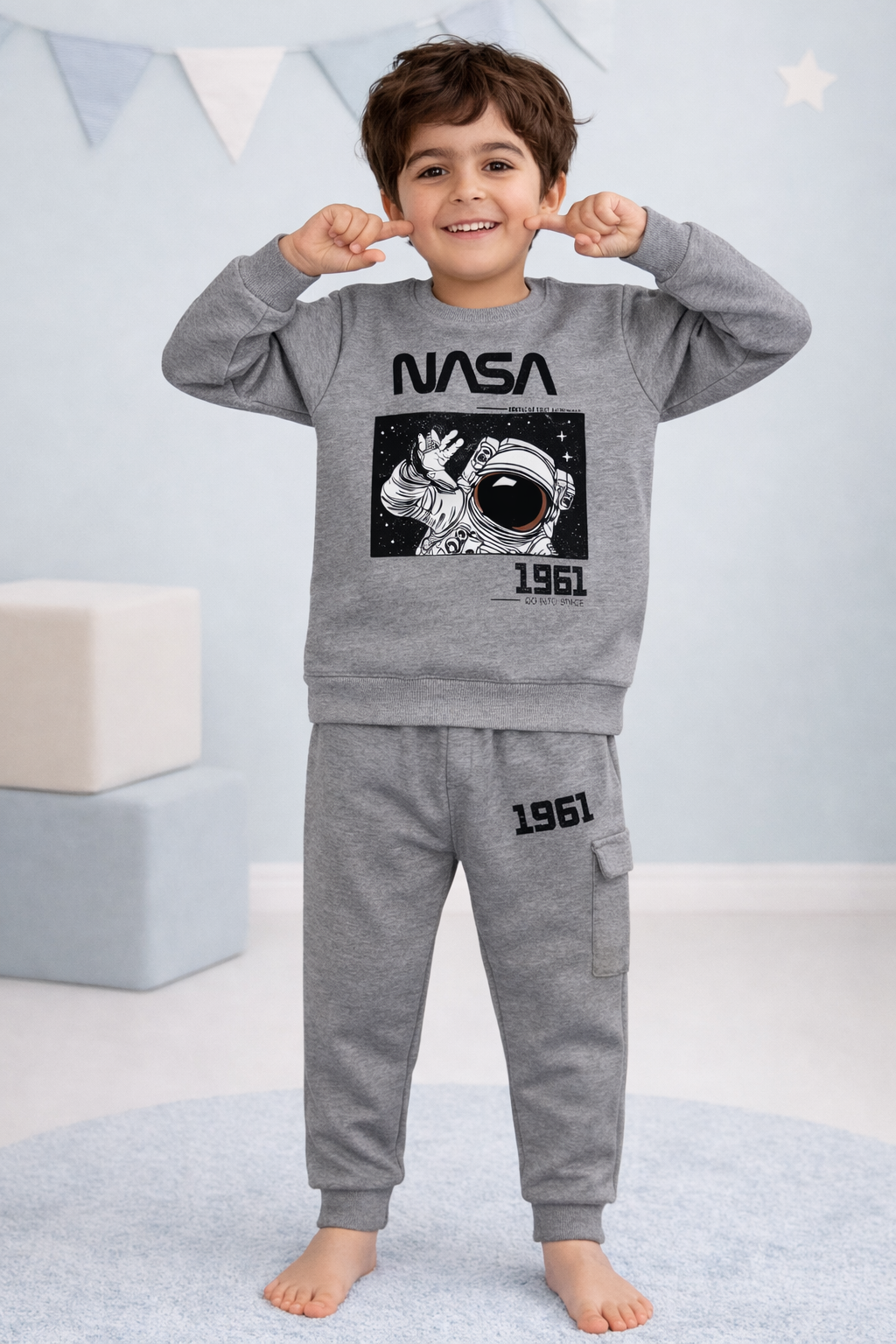 Nasa Winters Tracksuit - Grey Color (Boys & Girls)