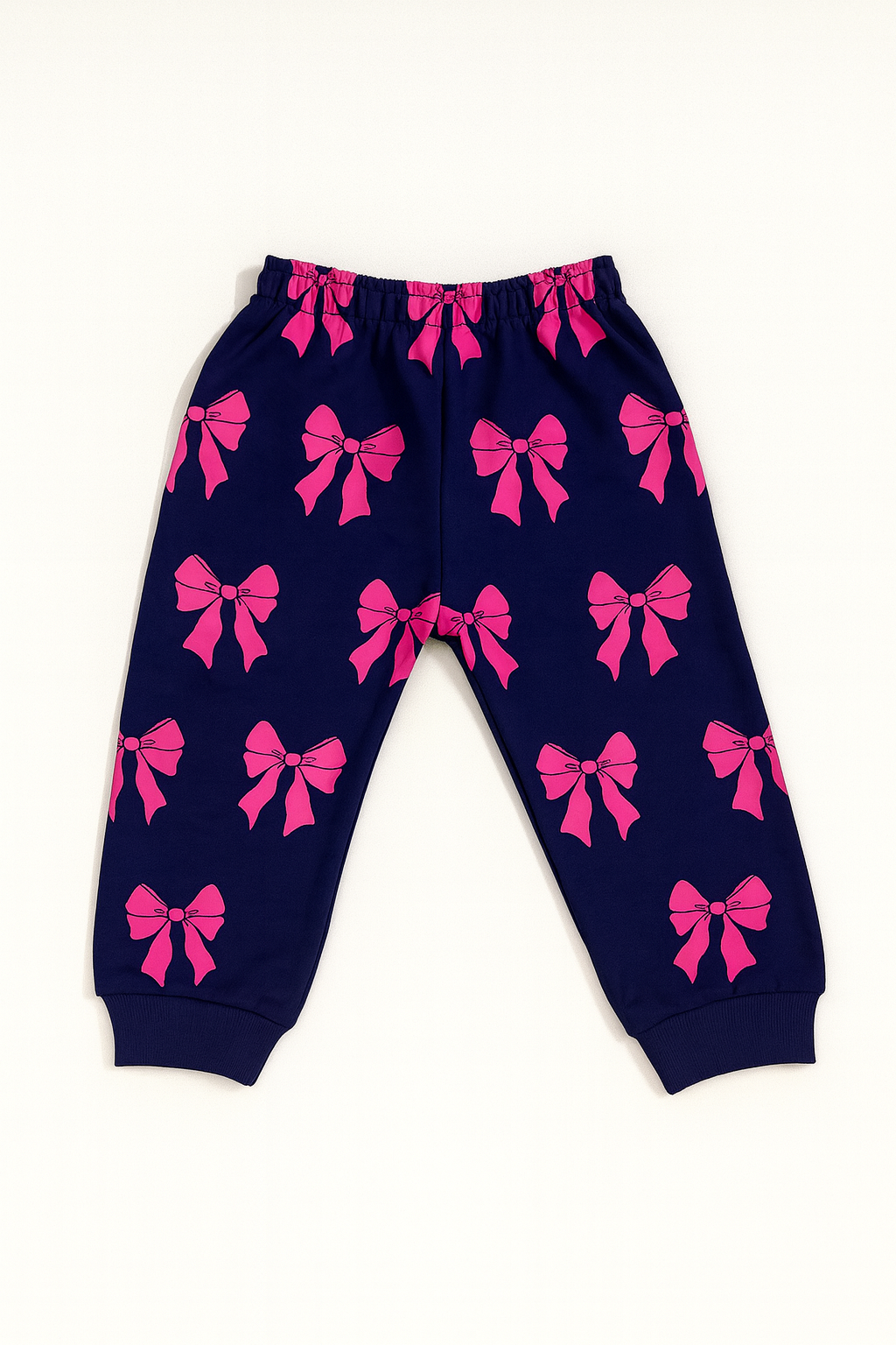 Girls’ Premium Bow Fleece Set (Navy & Pink)