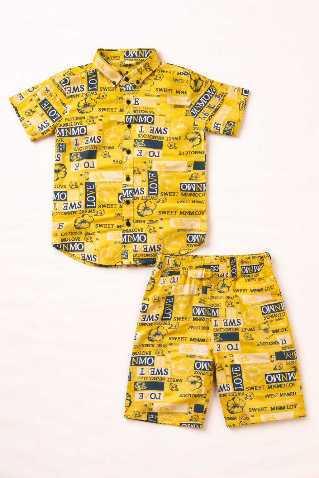 Yellow Linen Shirt & Shorts Set