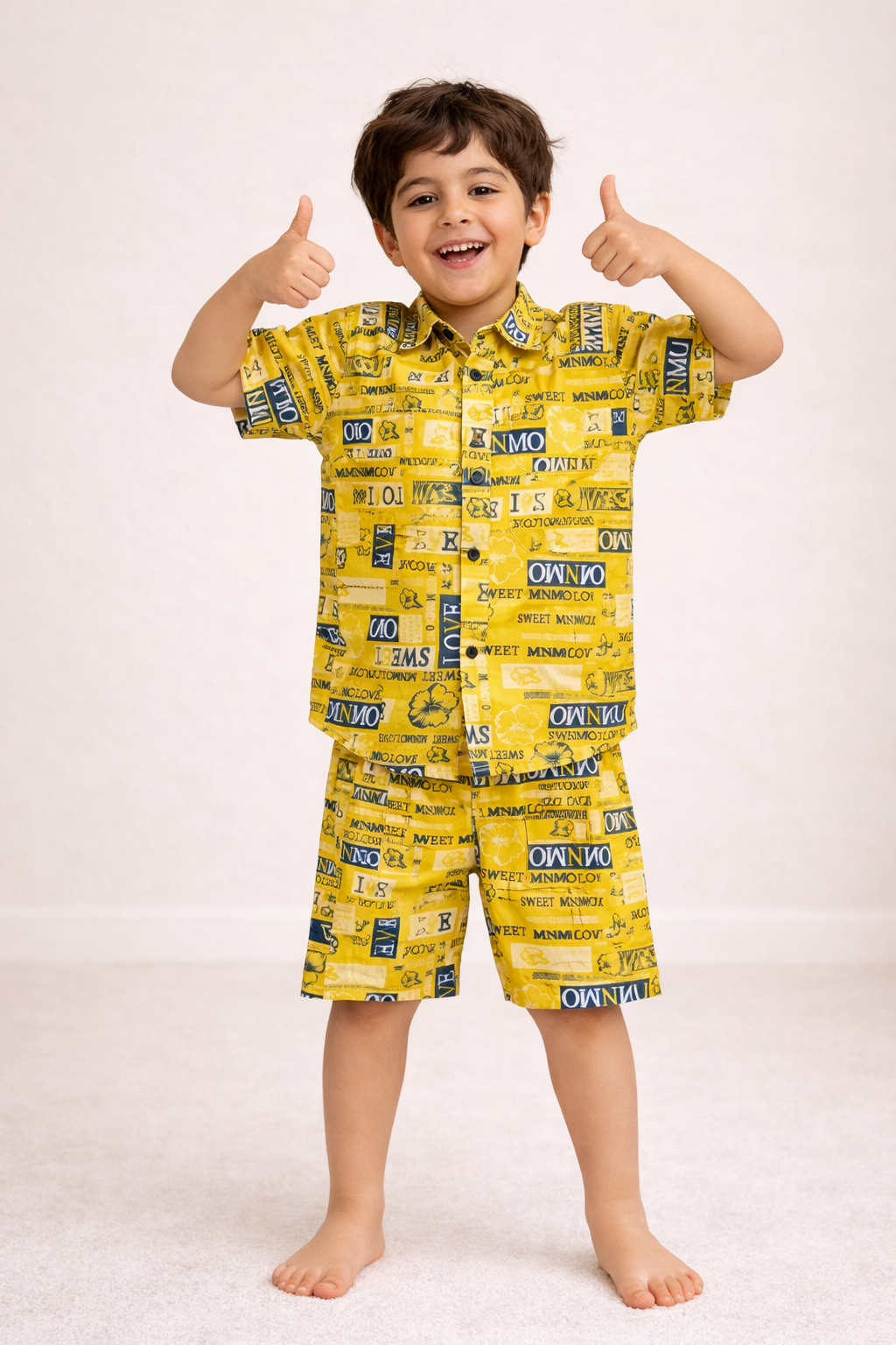 Yellow Linen Shirt & Shorts Set