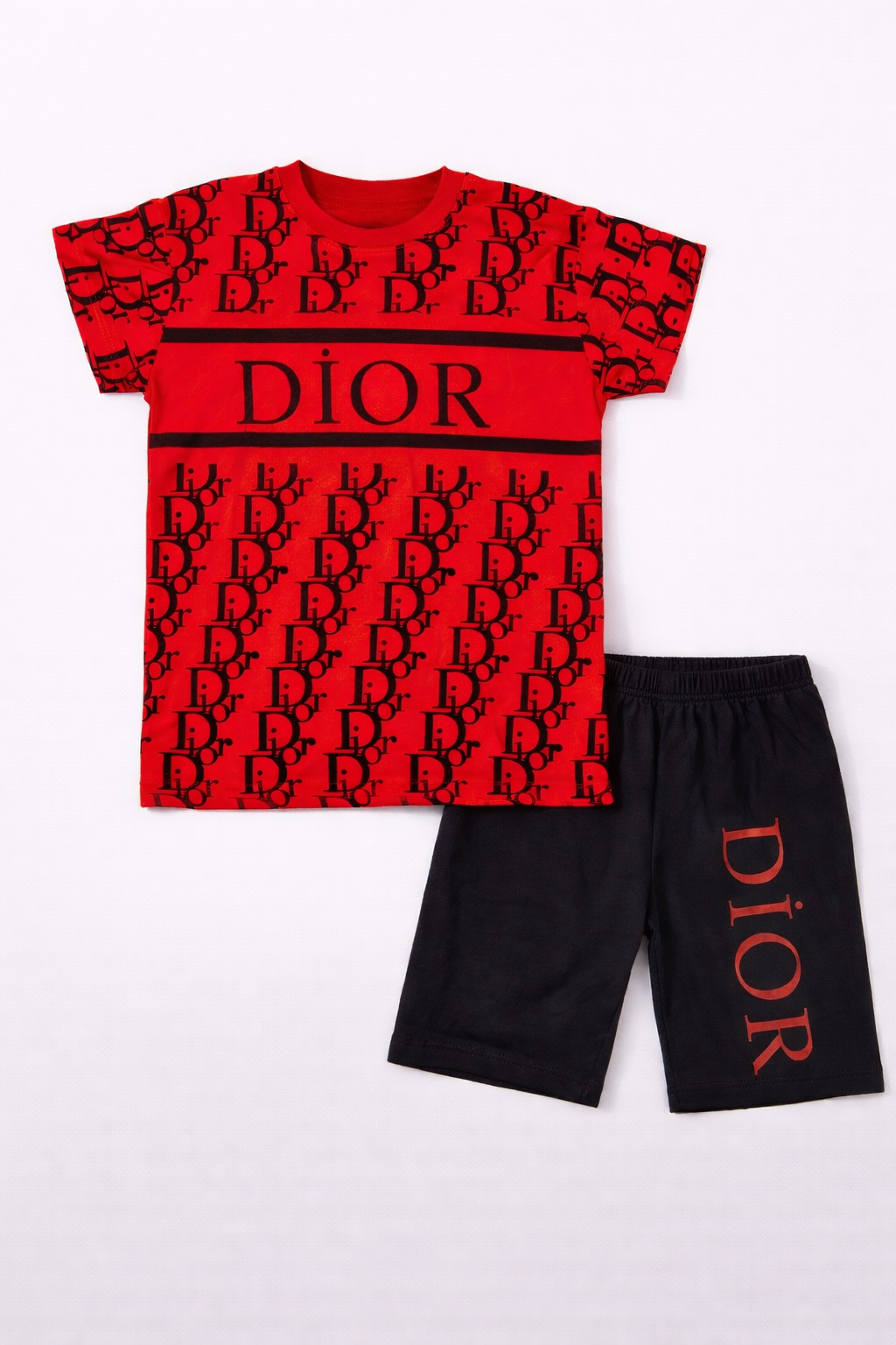 Red & Black Premium Cotton Short Set