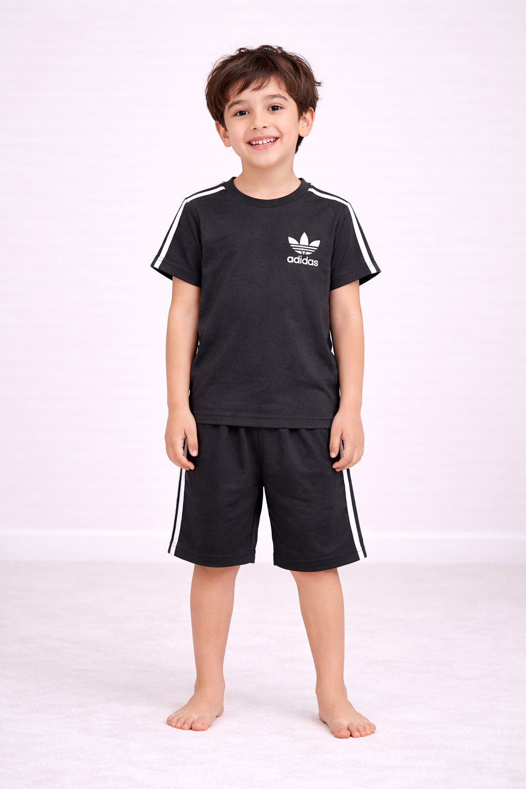 Midnight Comfort Cotton Short Set (Charcoal)