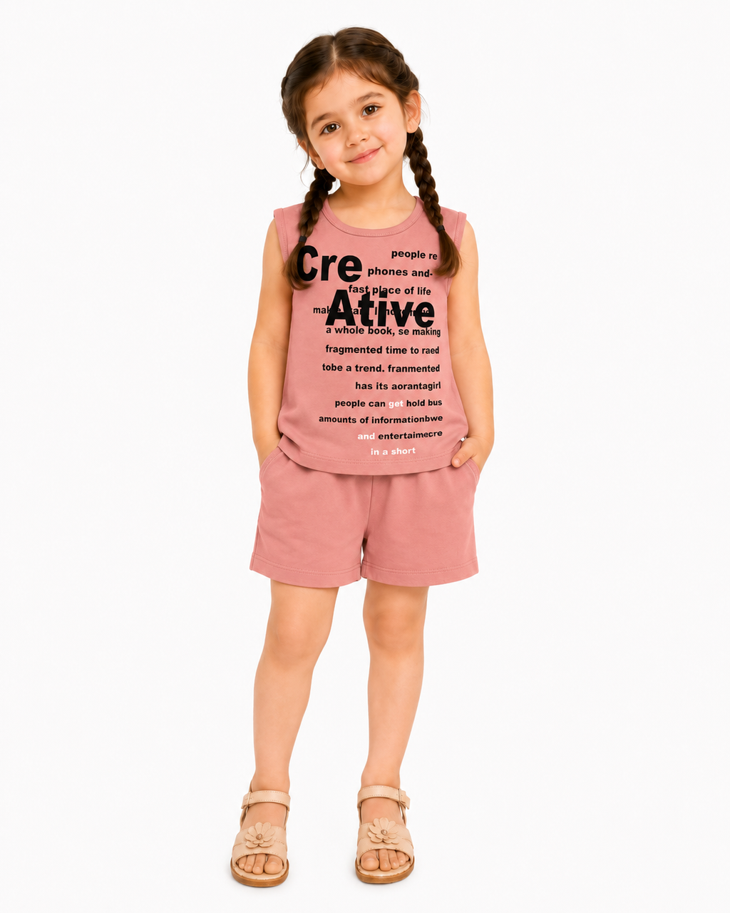 Sando & Shorts Set (Dusty Pink)