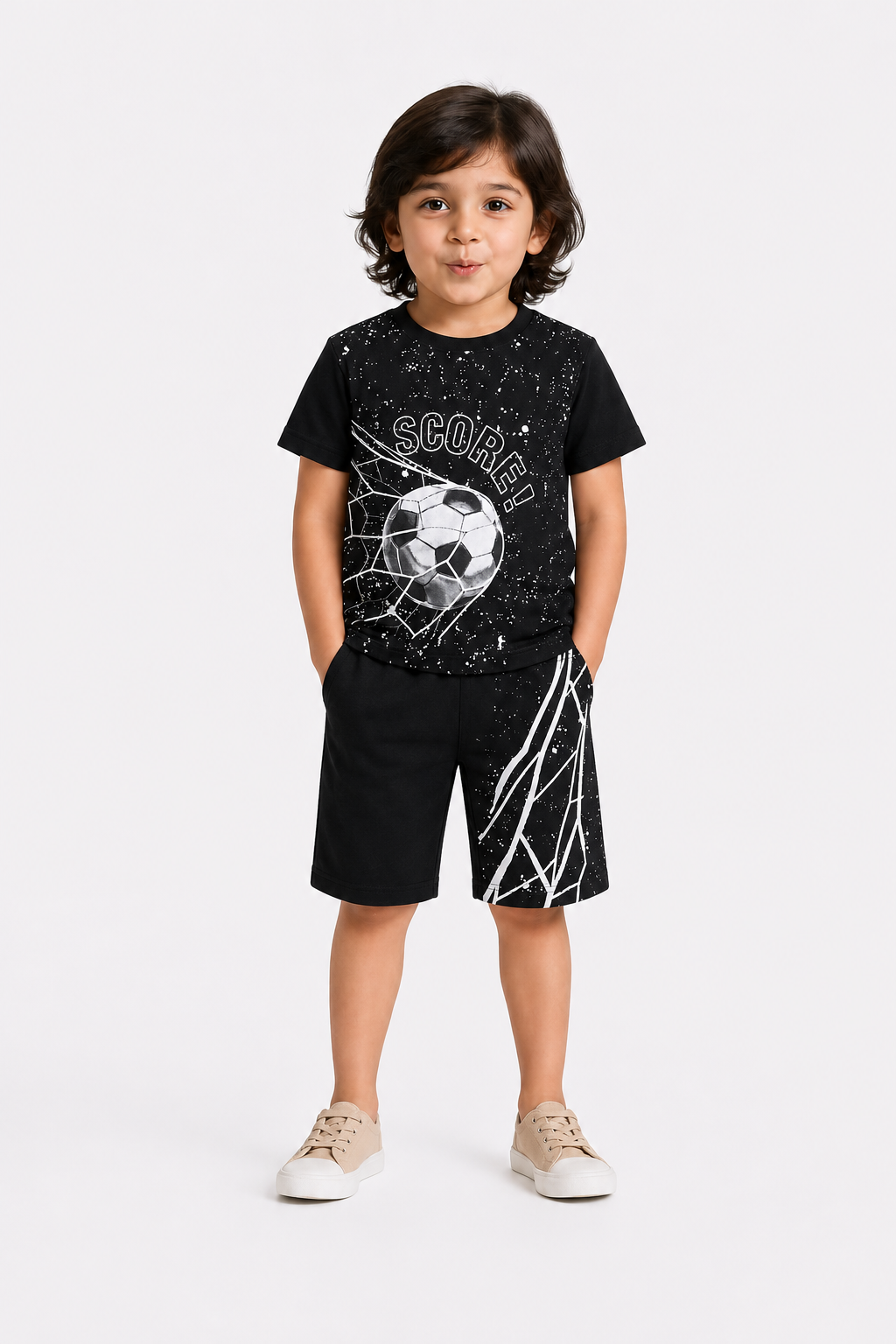 Goal Striker T-Shirt & Shorts Set (Black)