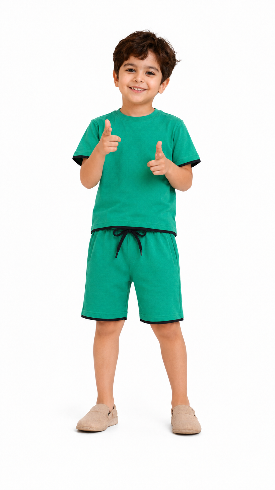 Emerald Contrast T-Shirt & Shorts Set (Unisex)