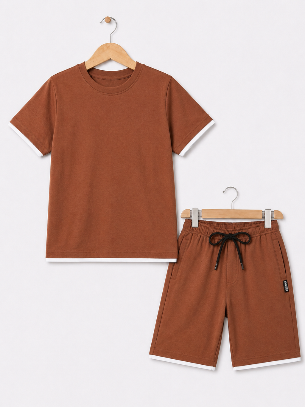 Coffee Contrast T-Shirt & Shorts Set - Unisex