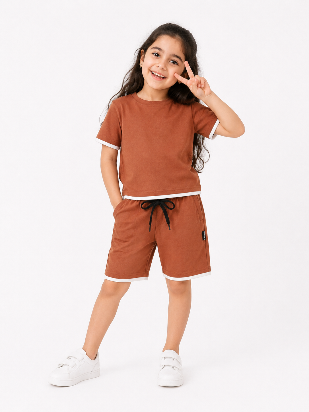 Coffee Contrast T-Shirt & Shorts Set - Unisex