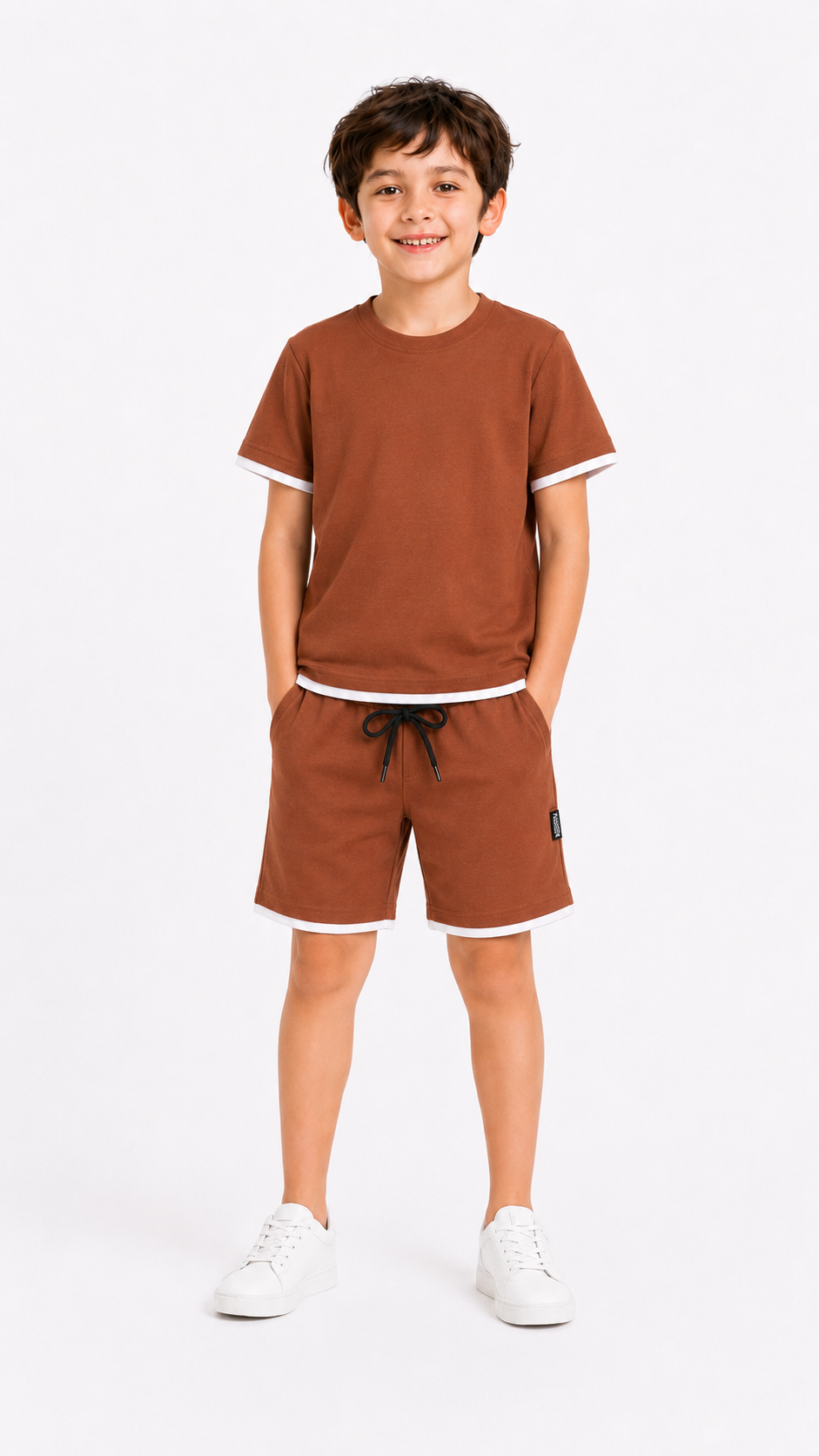 Coffee Contrast T-Shirt & Shorts Set - Unisex