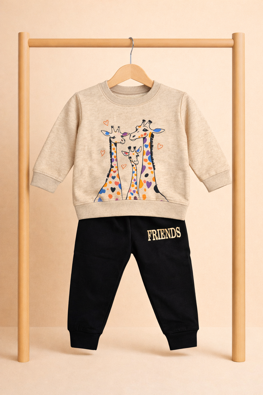 Giraffe Friends Winters Tracksuit – Beige & Black