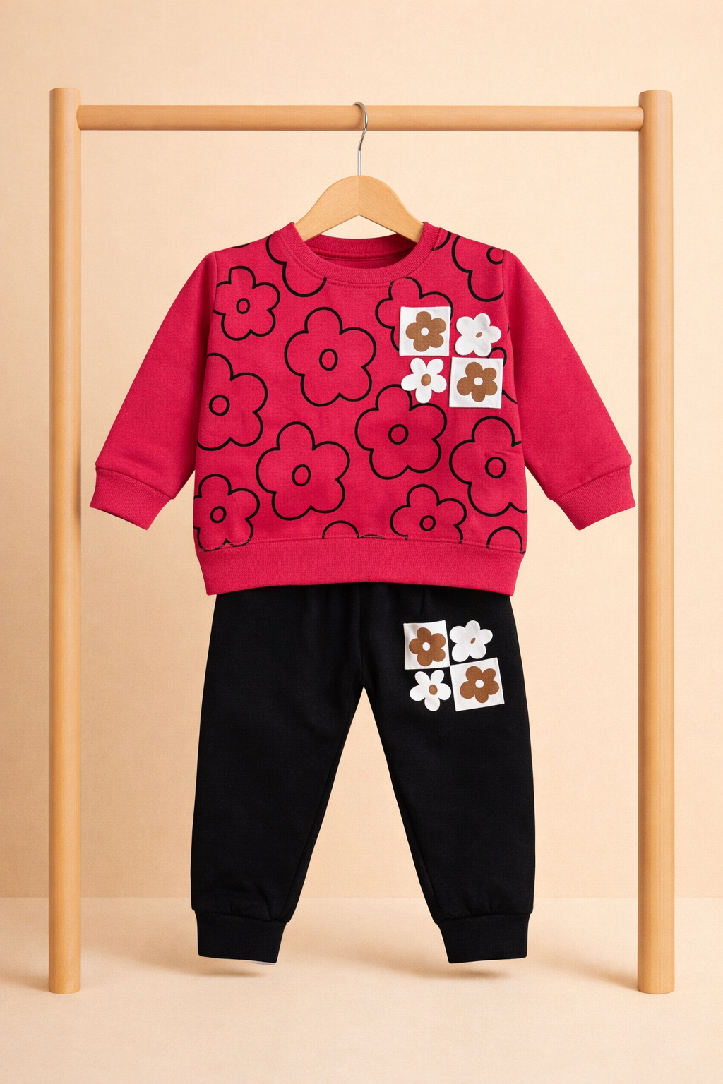 Pink & Black Floral Winters Tracksuit