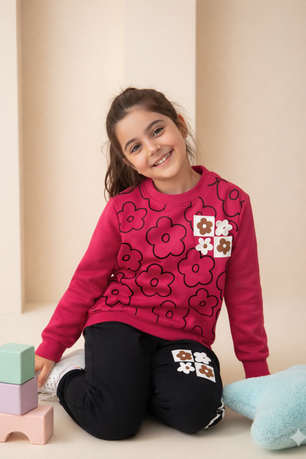 Pink & Black Floral Winters Tracksuit