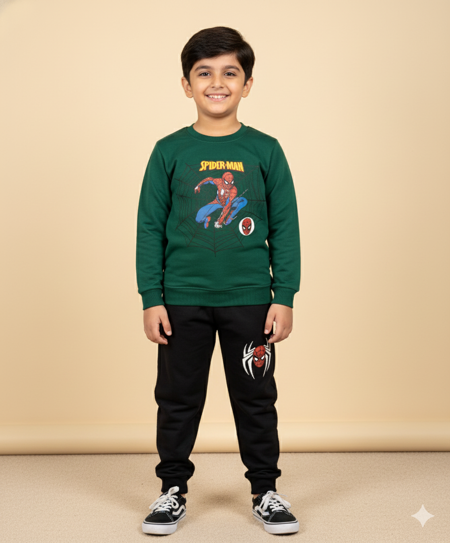 Unisex Winter Tracksuit - Spiderman (Green & Black)