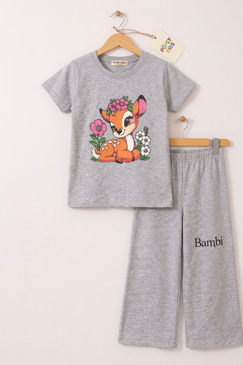 Bambi Blossom Co-ord Set (Light Grey)