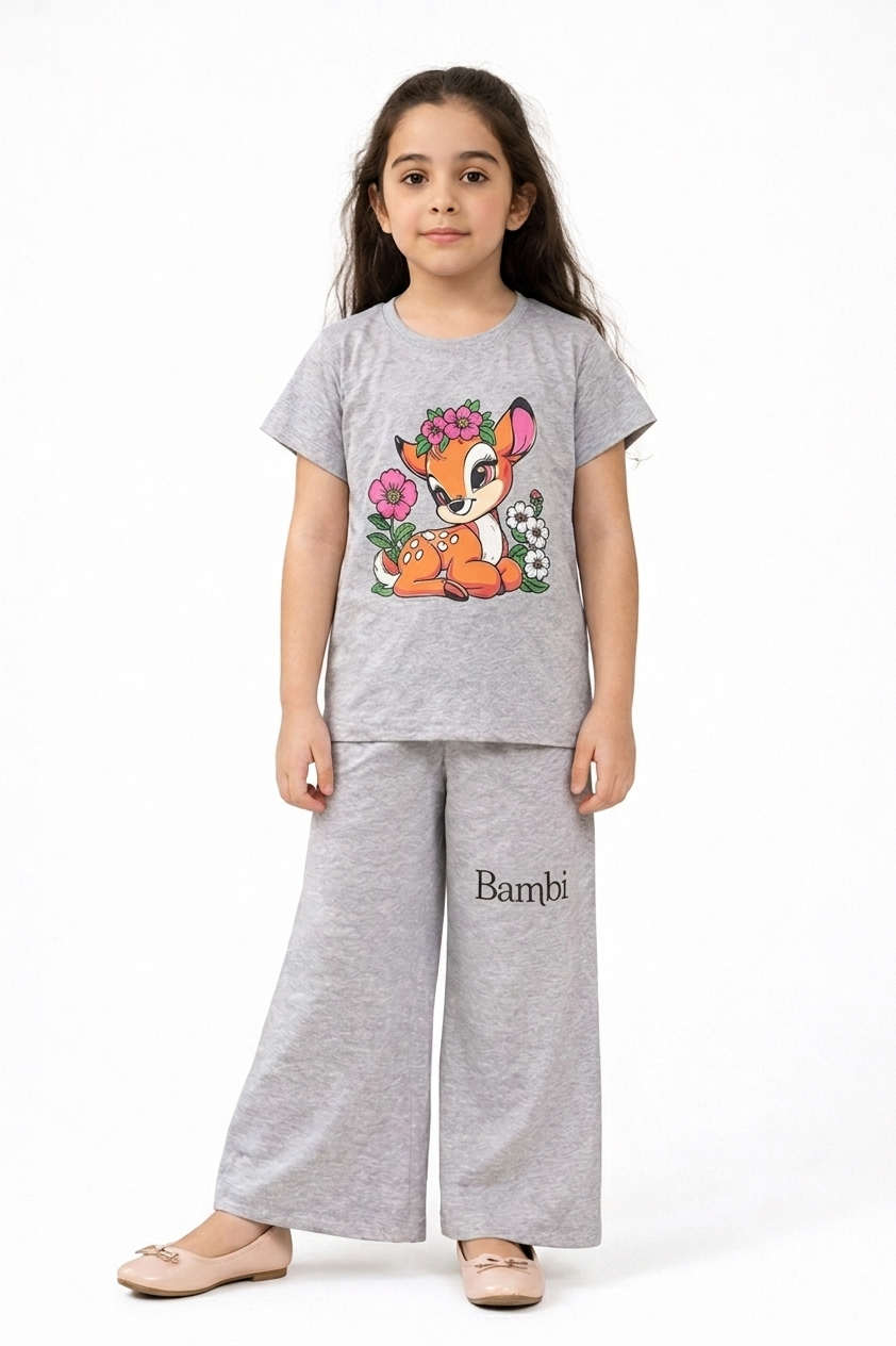Bambi Blossom Co-ord Set (Light Grey)
