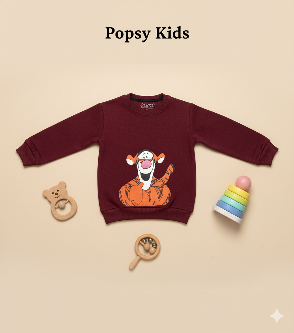 Unisex Winter Tracksuit - Tiger Graphic (Maroon Color)