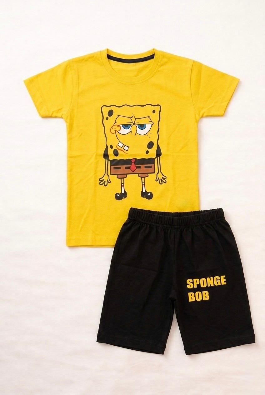 SpongeBob Themed Cotton Shorts Set (Yellow & Black)