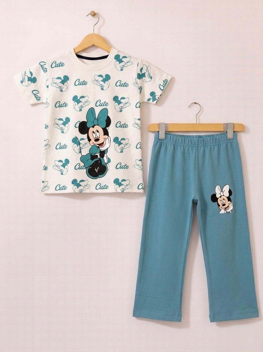 Minnie Cute Comfort Co-Ord Set (Off-White & Teal)