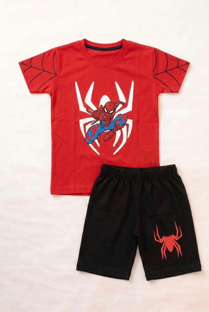 Spiderman Themed Short Set (Red & Black)