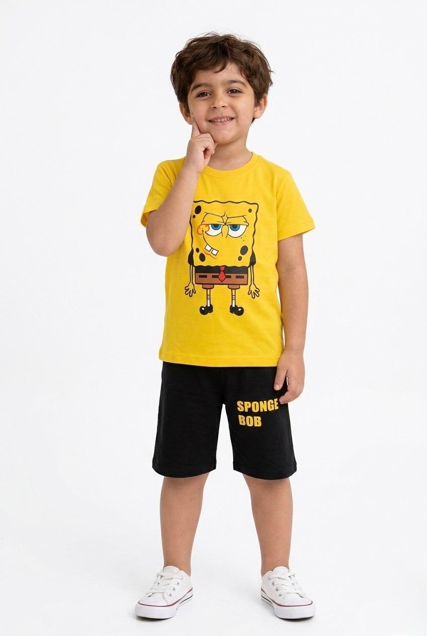 SpongeBob Themed Cotton Shorts Set (Yellow & Black)