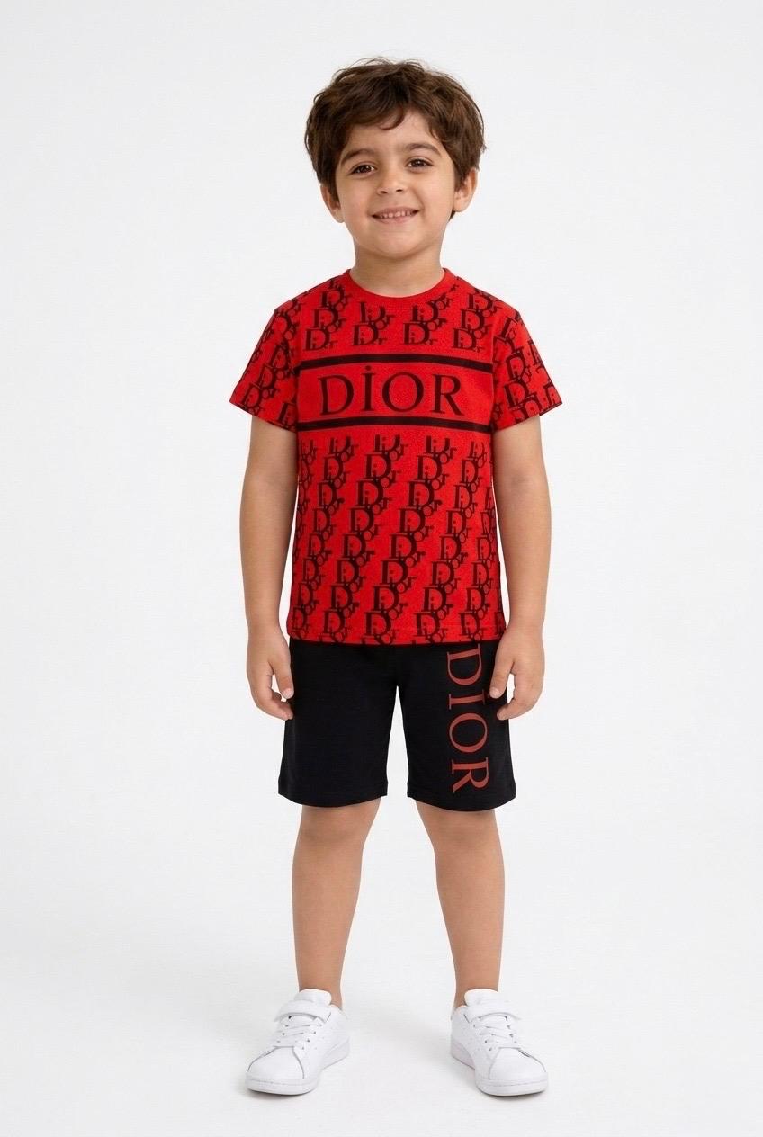 Red & Black Premium Cotton Short Set