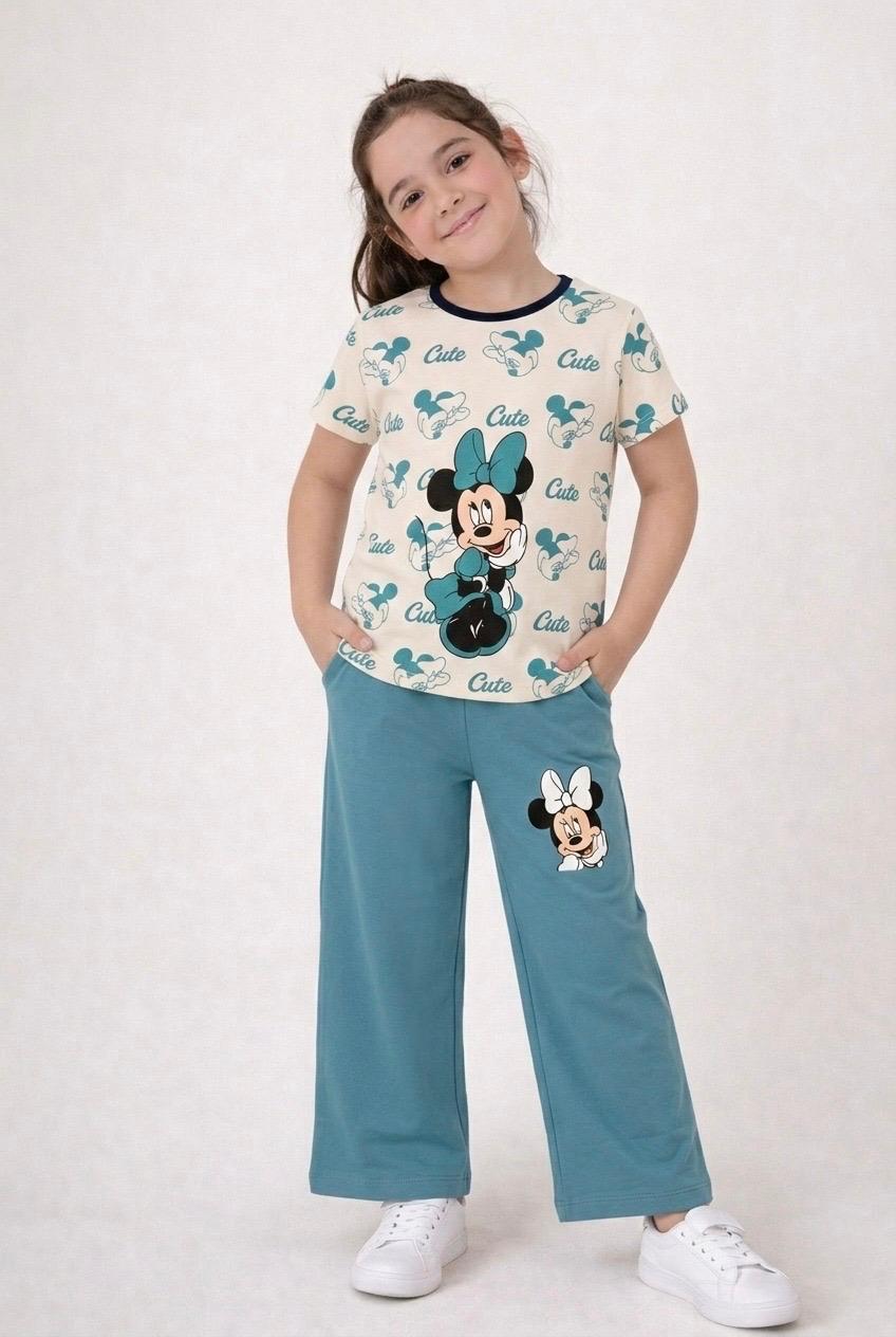 Minnie Cute Comfort Co-Ord Set (Off-White & Teal)