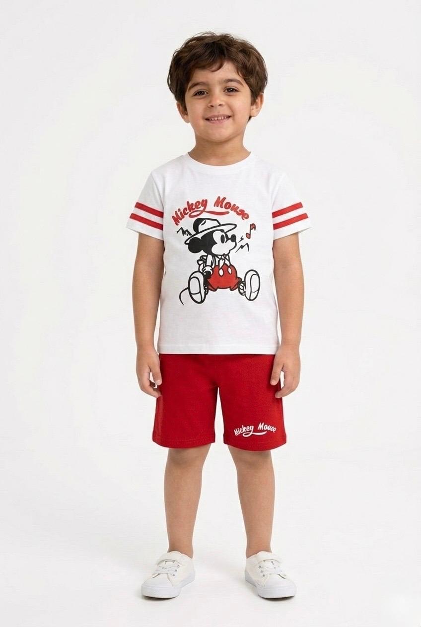 Mickey Themed Comfy Short Set (Red & White)