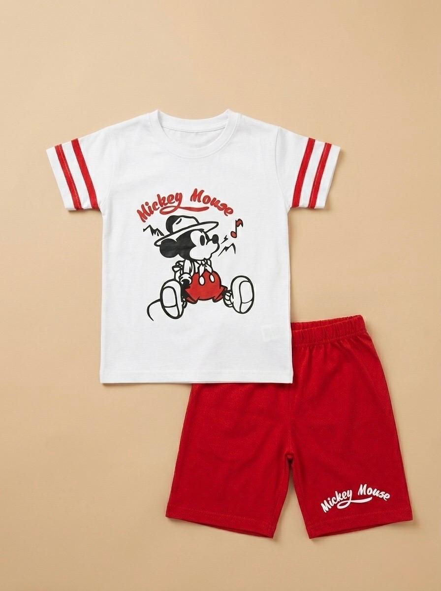 Mickey Themed Comfy Short Set (Red & White)