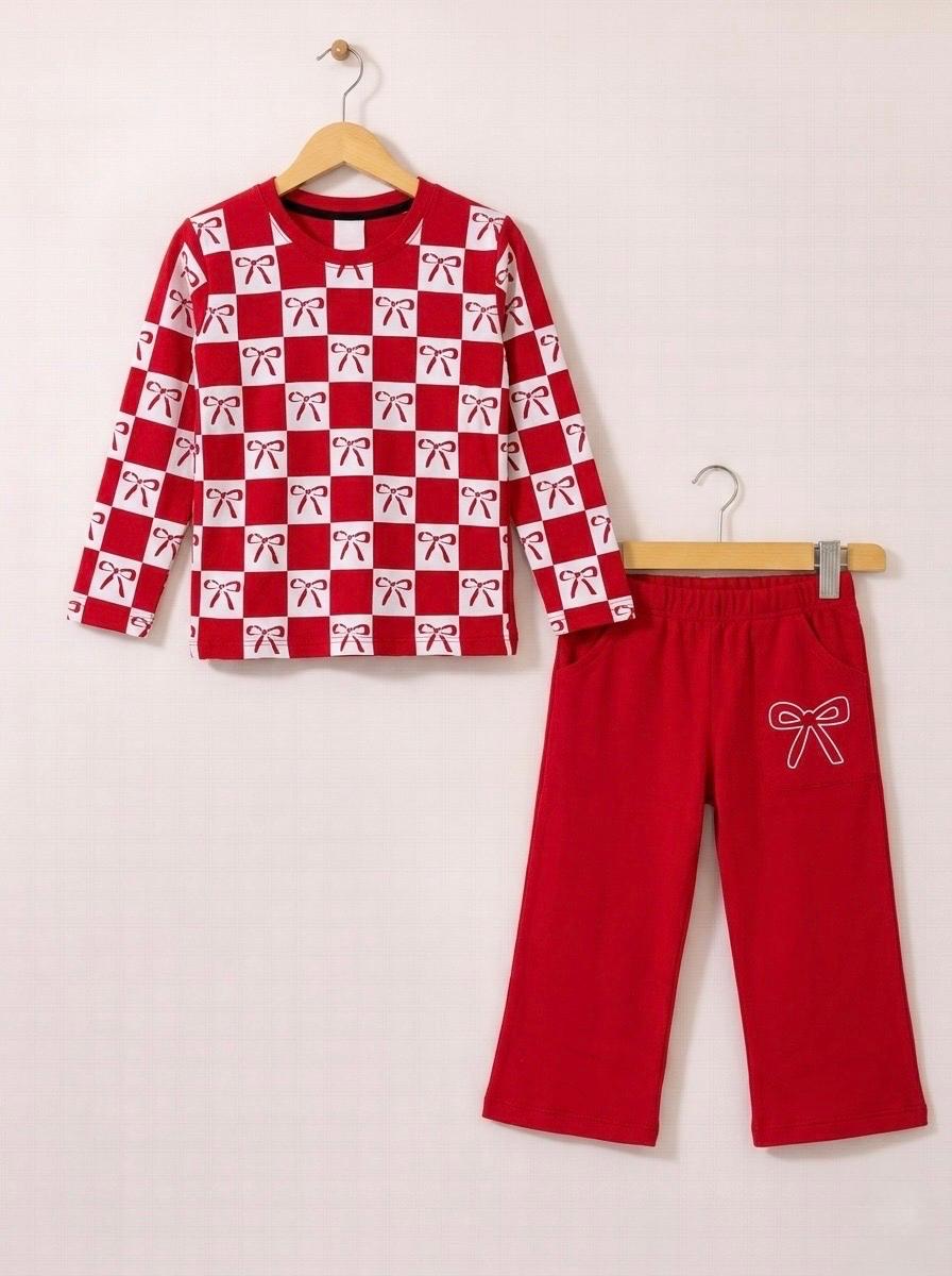 Red & White - Checkered Lounge Set (For Summers)
